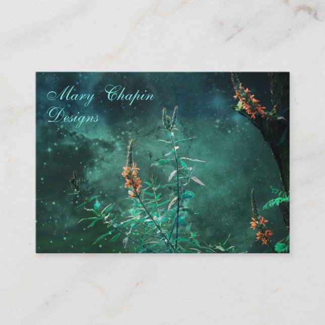 Carte De Visite Fleurs de fées au clair de lune de jade (Devant)