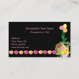 Carte De Visite Fleurs de fête joyeuses rose et jaune