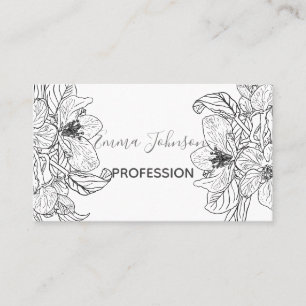 Carte De Visite Fleurs de fleurs de cerisier noir blanc Botanique