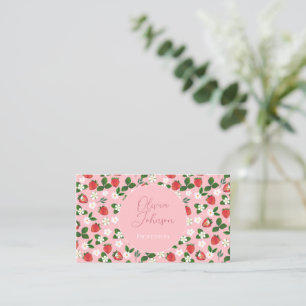 Carte De Visite Fleurs de fraises sucrées Aquarelle Florale