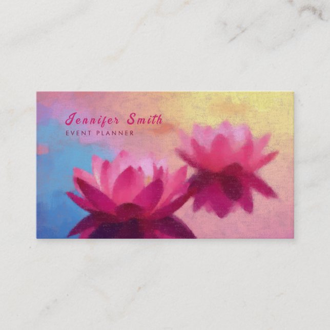 Carte De Visite Fleurs de Lotus Abstraites colorées (Devant)
