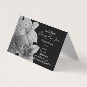Carte De Visite fleurs de lys noir et blanc pour fleuristes
