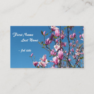 Carte De Visite Fleurs de magnolia rose printemps dans le ciel ble