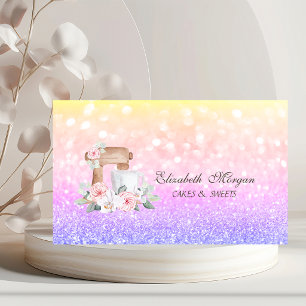 Carte De Visite Fleurs de mélangeur ombré élégant avec fond bokeh 