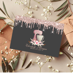 Carte De Visite Fleurs de Mixeur Rose Gold Gouttes Boulangerie