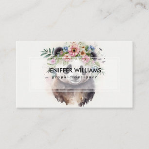 Carte De Visite Fleurs de Panda Aquarelle