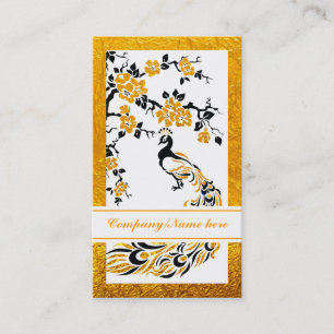 Carte De Visite Fleurs de paons noirs, oranges et cerisiers