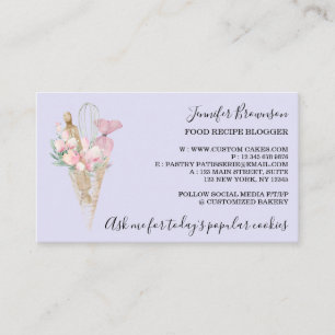Carte De Visite Fleurs de pâtisserie de boulangerie Boho créatif c