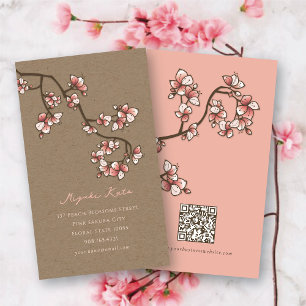 Carte De Visite Fleurs de pêcher roses orientales Élégant Sakura K