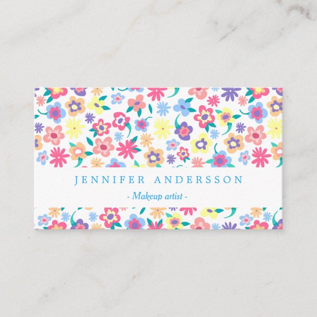 Carte De Visite Fleurs de printemps colorées mignonnes motif (Devant)