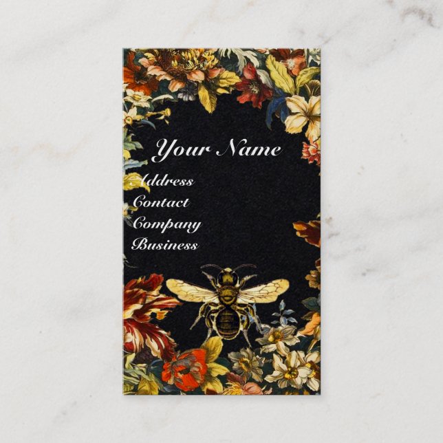 CARTE DE VISITE FLEURS DE PRINTEMPS HONEY BEE BEEKEEPING CIRE SCEA (Devant)
