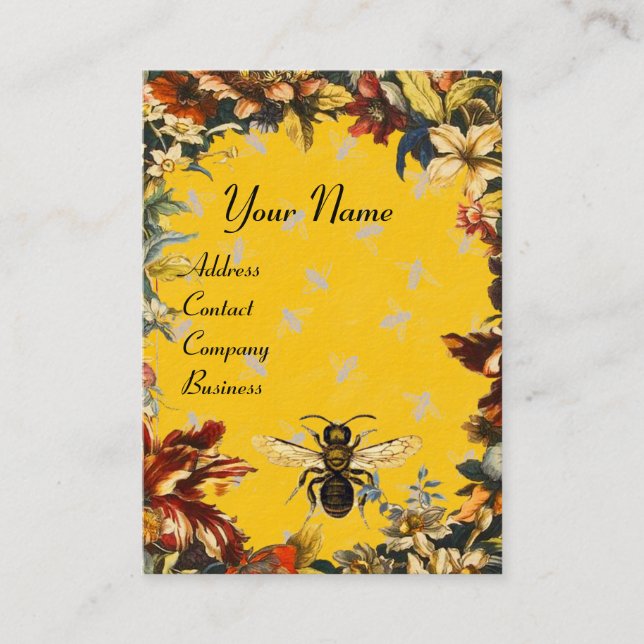 CARTE DE VISITE FLEURS DE PRINTEMPS MIEL BEE, MAINTIEN DES OEUVRES (Devant)