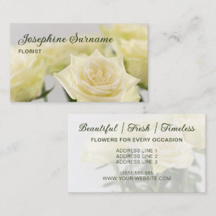 Carte De Visite Fleurs de rose blanche Belles fleurs Photo fleuris