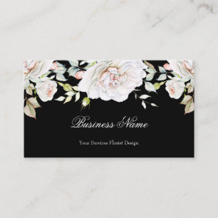 Carte De Visite Fleurs de roses blanches roses aquarelle élégantes