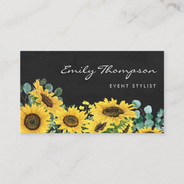 Carte De Visite Fleurs de soleil et fleurs d'eucalyptus de tableau (Devant)