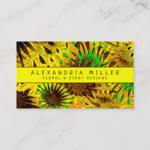 Carte De Visite Fleurs de soleil modernes et élégantes   jaune