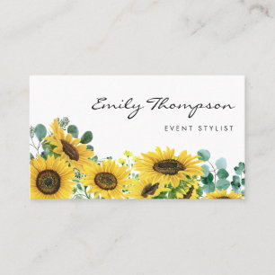 Carte De Visite Fleurs de soleil rustiques et fleurs d'eucalyptus