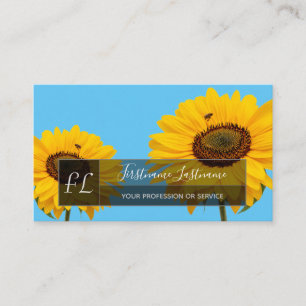 Carte De Visite Fleurs de tournesol jaune rectangle de monogramme 