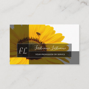 Carte De Visite Fleurs de tournesol jaune rectangle de monogramme 