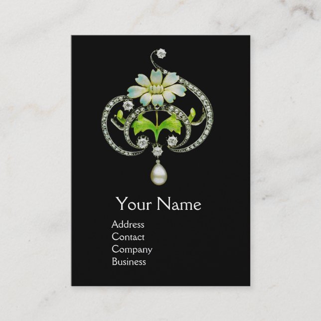 CARTE DE VISITE FLEURS D'ENAMÉLIORATION BLANCHE, PEARLS ET DIAMOND (Devant)