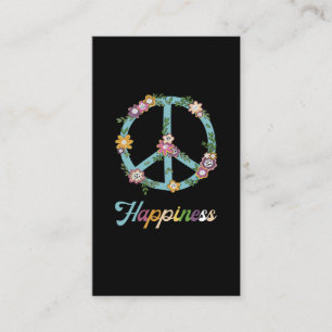 Carte De Visite Fleurs des signes de paix Happiness colorée Hippi