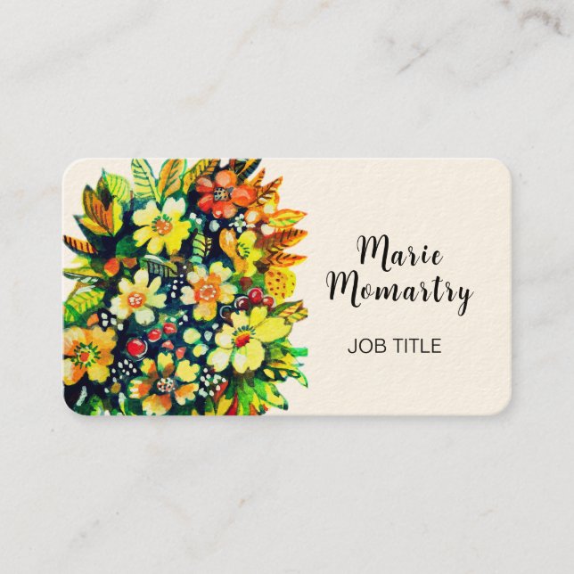 Carte De Visite fleurs d'été aquarelle (Devant)