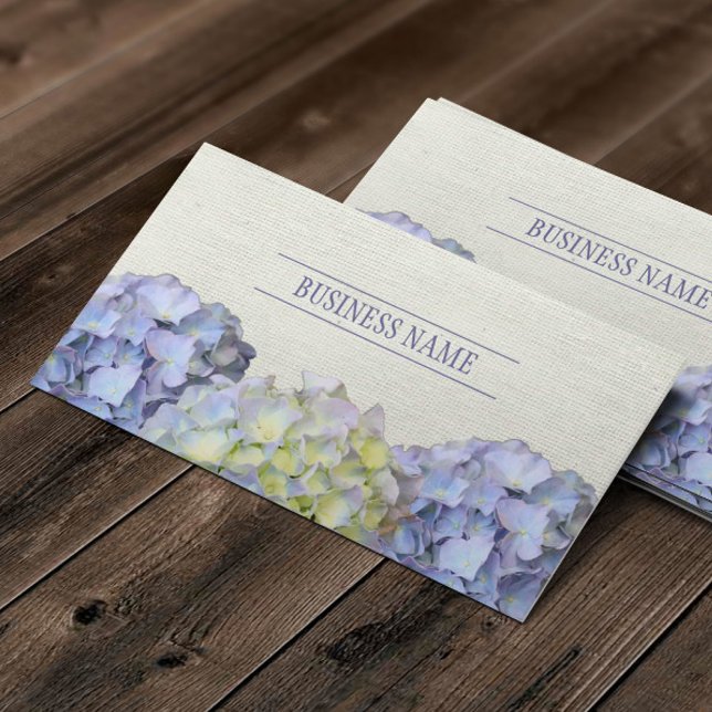 Carte De Visite Fleurs d'Hydrangée Bleue Rustique Élégant (Créateur téléchargé)