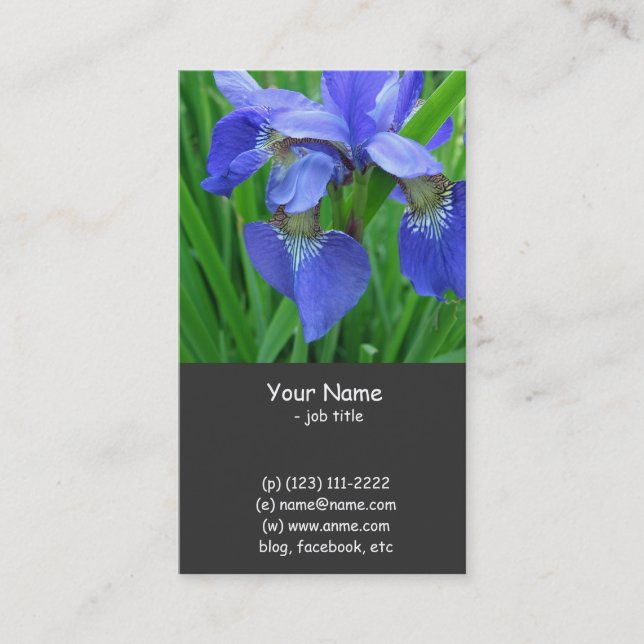 Carte De Visite fleurs d'iris bleu (Devant)