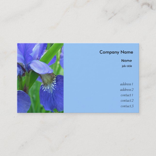 Carte De Visite fleurs d'iris bleu (Devant)