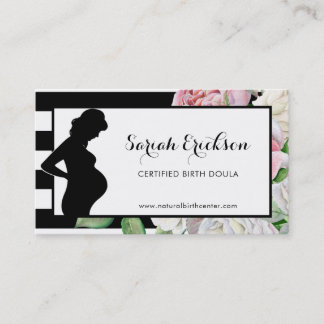 Carte De Visite Fleurs élégantes et grèves Maternité Doula