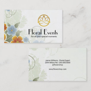 Carte De Visite Fleurs élégantes   Logo à fleurs stylisé