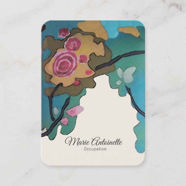 Carte De Visite Fleurs en aquarelles OPTIONS PAPIER & TAILLE -Larg (Devant)