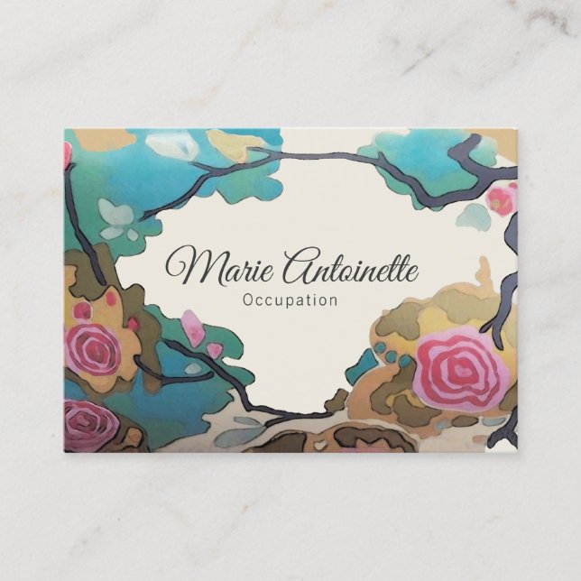 Carte De Visite Fleurs en aquarelles OPTIONS PAPIER & TAILLE -Larg (Devant)