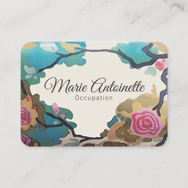 Carte De Visite Fleurs en aquarelles OPTIONS PAPIER & TAILLE -Larg (Devant)
