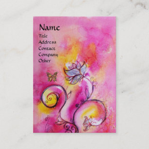 Carte De Visite FLEURS ET BUTTERFLIS BLANCS jaune rose violet