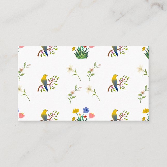 Carte De Visite Fleurs et oiseaux en fleurs motif (Devant)