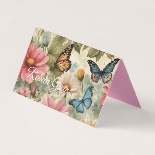 Carte De Visite Fleurs Et Papillons Oeuvre D'Art