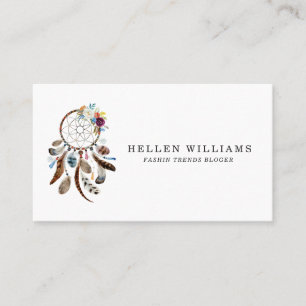 Carte De Visite Fleurs et plumes colorées Dreamcatcher