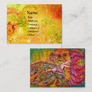 Carte De Visite FLEURS FAIRY SUR L'Imaginaire IRIS ROSE  Or Jaune