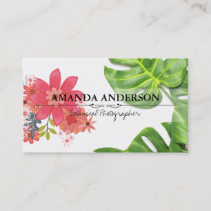 Carte De Visite Fleurs   Feuilles de Monstera