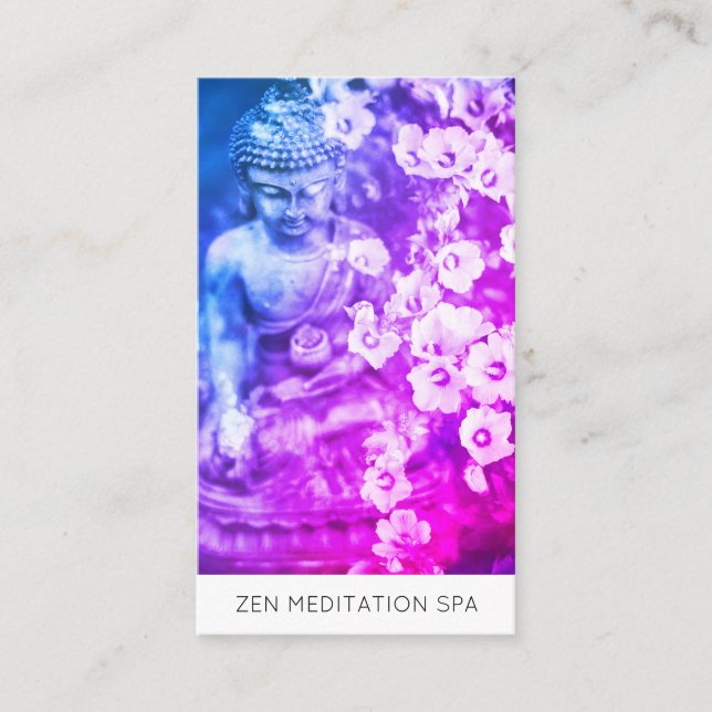 Carte De Visite *~* Fleurs Floral QR code Méditation Bouddha Ombre (Devant)