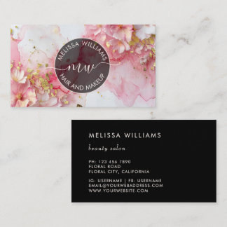 Carte De Visite Fleurs florales 3D aquarelle rose