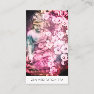 Carte De Visite *~* Fleurs florales Méditation QR Bouddha