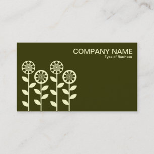 Carte De Visite Fleurs géométriques - Crème sur Dk Olive