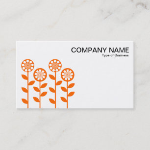 Carte De Visite Fleurs géométriques - orange sur blanc
