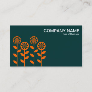 Carte De Visite Fleurs géométriques - Orange sur Vert foncé