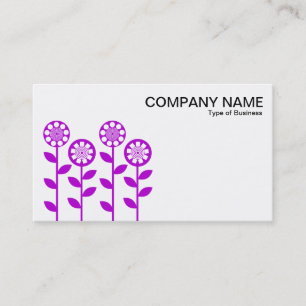 Carte De Visite Fleurs géométriques - violet sur blanc