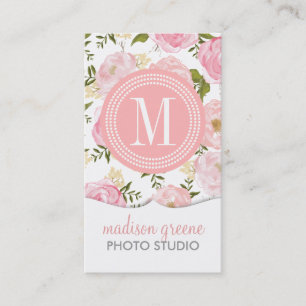 Carte De Visite Fleurs Girly de pêche de corail florale vintage