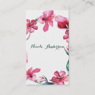 Carte De Visite Fleurs Hawaïennes Tropicales Hibiscus Élégant Chic