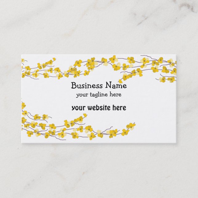 Carte De Visite Fleurs Jaune Doré (Devant)